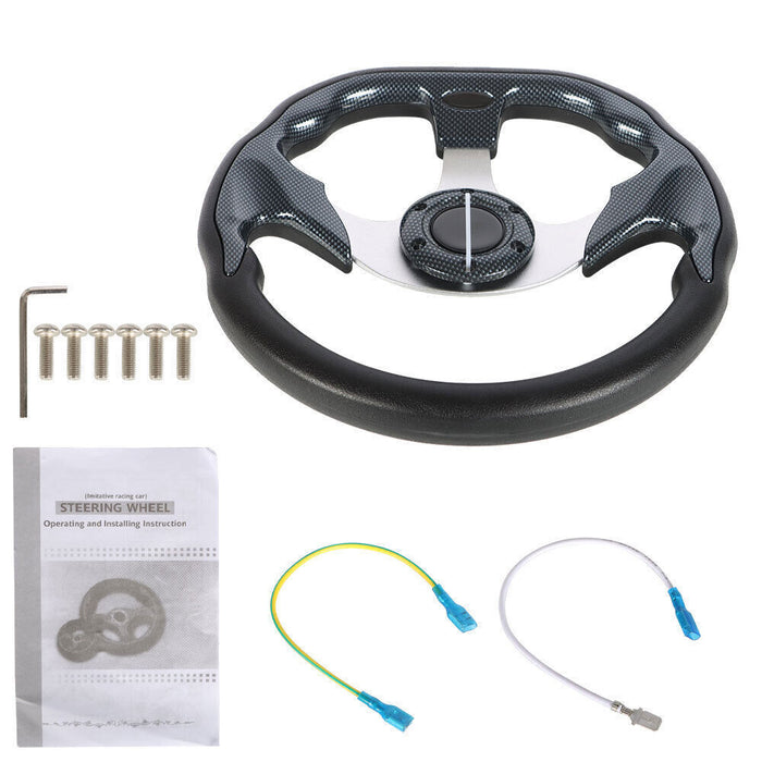 DURAFORCE For Ezgo And Yamaha Golf Cart Carbon Fiber Steering Wheel+Score Card Holder