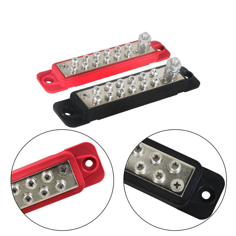 DURAFORCE 4 Set DC Bus Bar Power Distribution Block 12Point Busbar 180A12V Black & Red