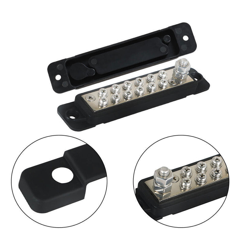 DURAFORCE 4 Set DC Bus Bar Power Distribution Block 12Point Busbar 180A12V Black & Red