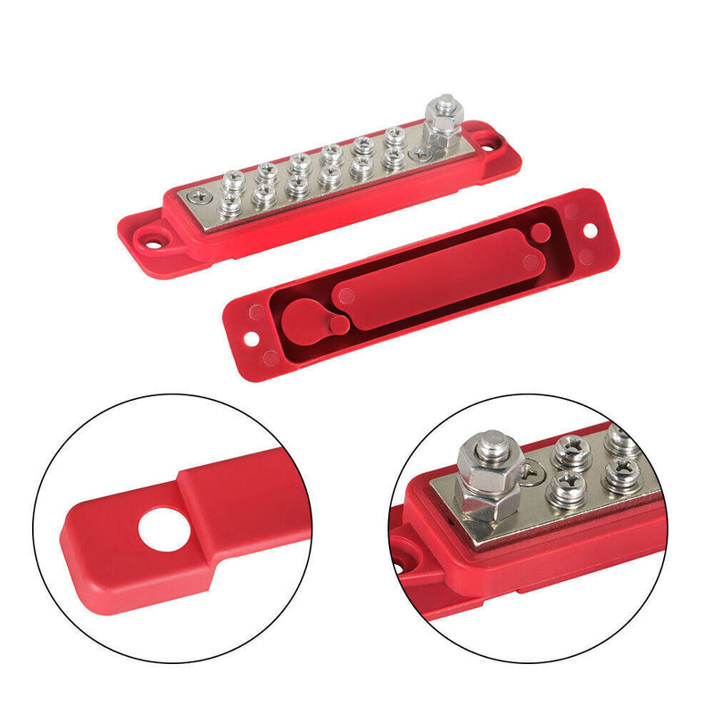 DURAFORCE 4 Set DC Bus Bar Power Distribution Block 12Point Busbar 180A12V Black & Red
