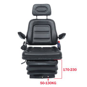 DURAFORCE Forklift Tractor Seat Suspension Adjustable Backrest Armrest Safety Belt