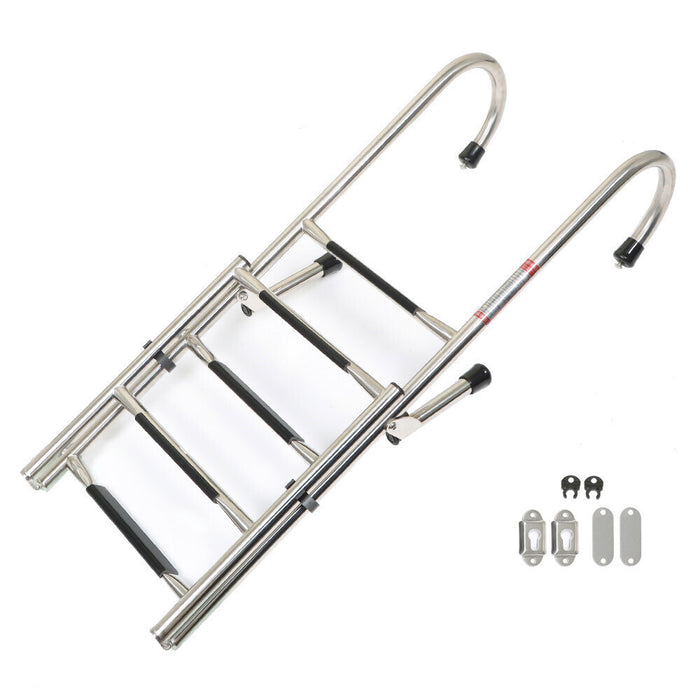 DURAFORCE 5 Step Stainless Steel Folding Ladder Telescoping 400 lb. Limit