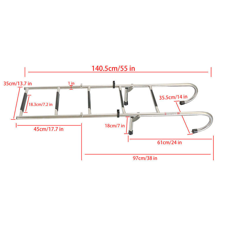 DURAFORCE 5 Step Stainless Steel Folding Ladder Telescoping 400 lb. Limit