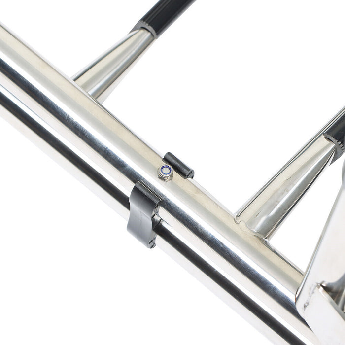 DURAFORCE 5 Step Stainless Steel Folding Ladder Telescoping 400 lb. Limit