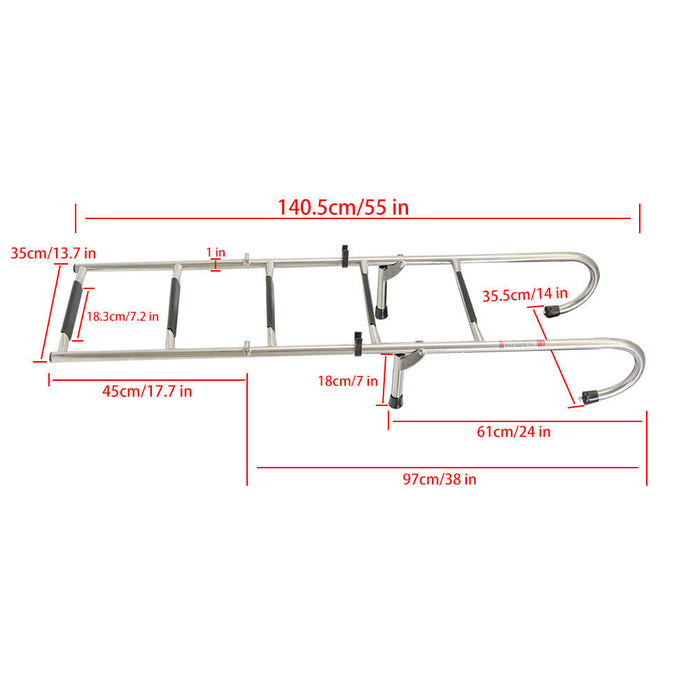 DURAFORCE 5 Step Stainless Steel Folding Ladder Telescoping 400 lb. Limit