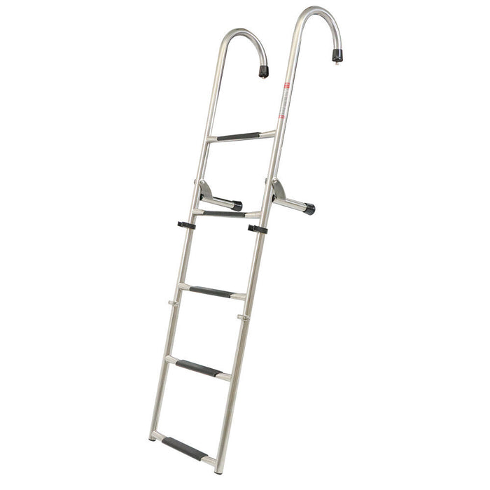 DURAFORCE 5 Step Stainless Steel Folding Ladder Telescoping 400 lb. Limit
