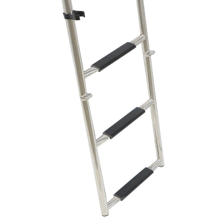 DURAFORCE 5 Step Stainless Steel Folding Ladder Telescoping 400 lb. Limit