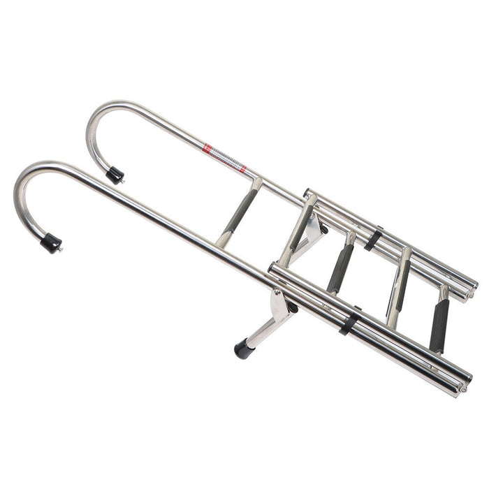 DURAFORCE 5 Step Stainless Steel Folding Ladder Telescoping 400 lb. Limit