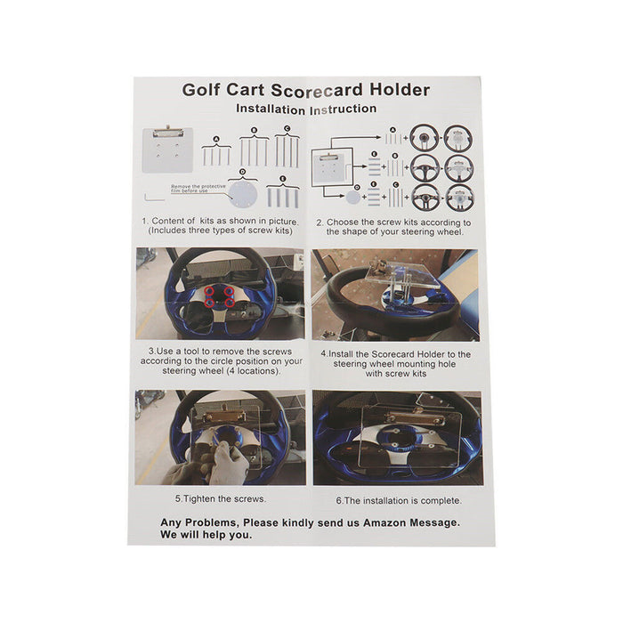 DURAFORCE Scorecard with Pen Holder on Golf Cart Steering Wheel For EZGO Club Car Yamaha