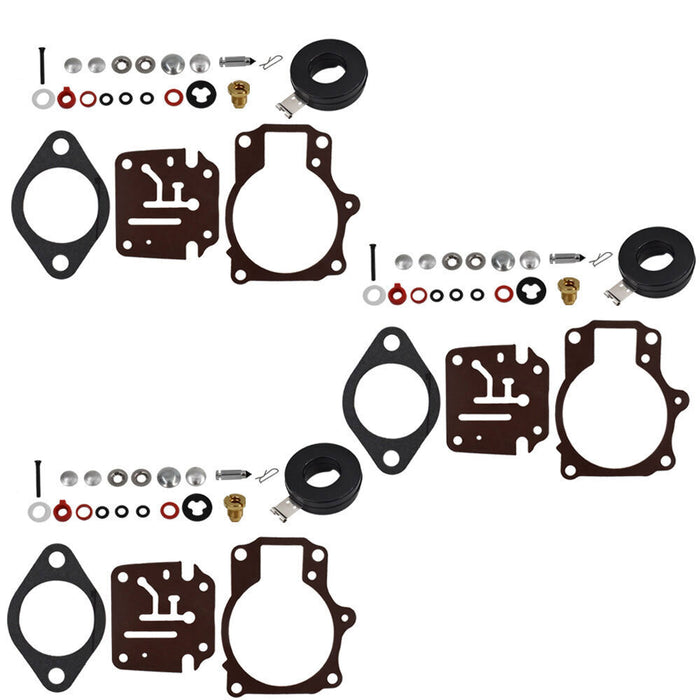 DURAFORCE 3 x Carburetor Carb Rebuild Repair Kit w/ Float For Johnson Evinrude 40 45 48 HP