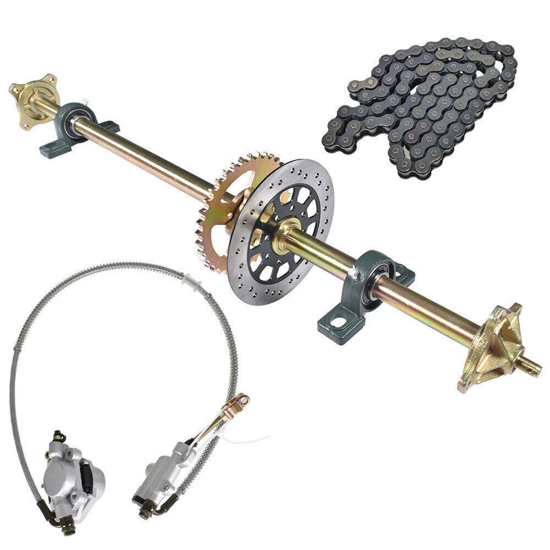 DURAFORCE Go Kart Live Axle Kit Sprocket+Brake Disc+Chain+Brake assembly+wheel hubs 44"