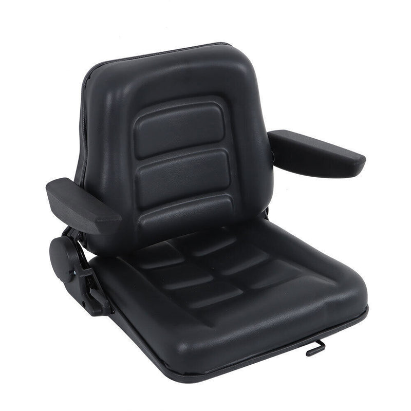 DURAFORCE Adjustable Backrest Lawn Mower Tractor Seat Forklift Excavator Seat w/ Armrests