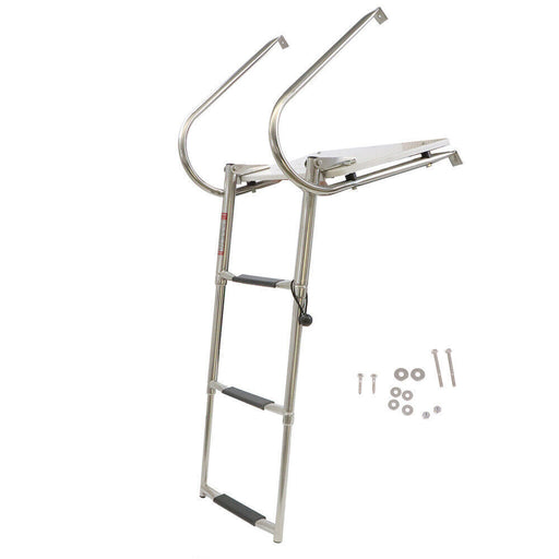 DURAFORCE 3 Step Stainless Steel Telescoping Boat Ladder With Platform 2 Handrails