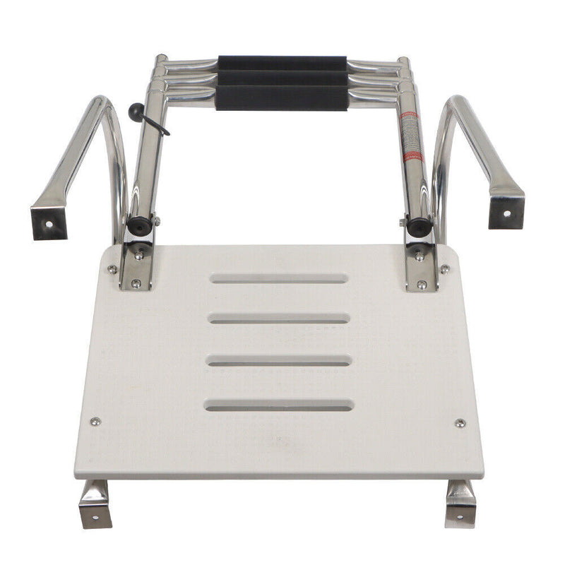 DURAFORCE 3 Step Stainless Steel Telescoping Boat Ladder With Platform 2 Handrails