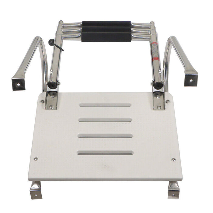 DURAFORCE 3 Step Stainless Steel Telescoping Boat Ladder With Platform 2 Handrails