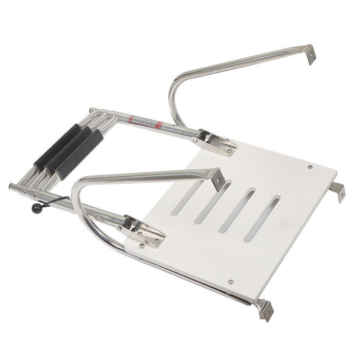 DURAFORCE 3 Step Stainless Steel Telescoping Boat Ladder With Platform 2 Handrails