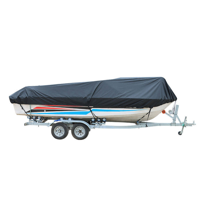 DURAFORCE 11ft 12ft 13ft 420D Boat Cover V-Hull Runabouts Waterproof Heavy Duty Black