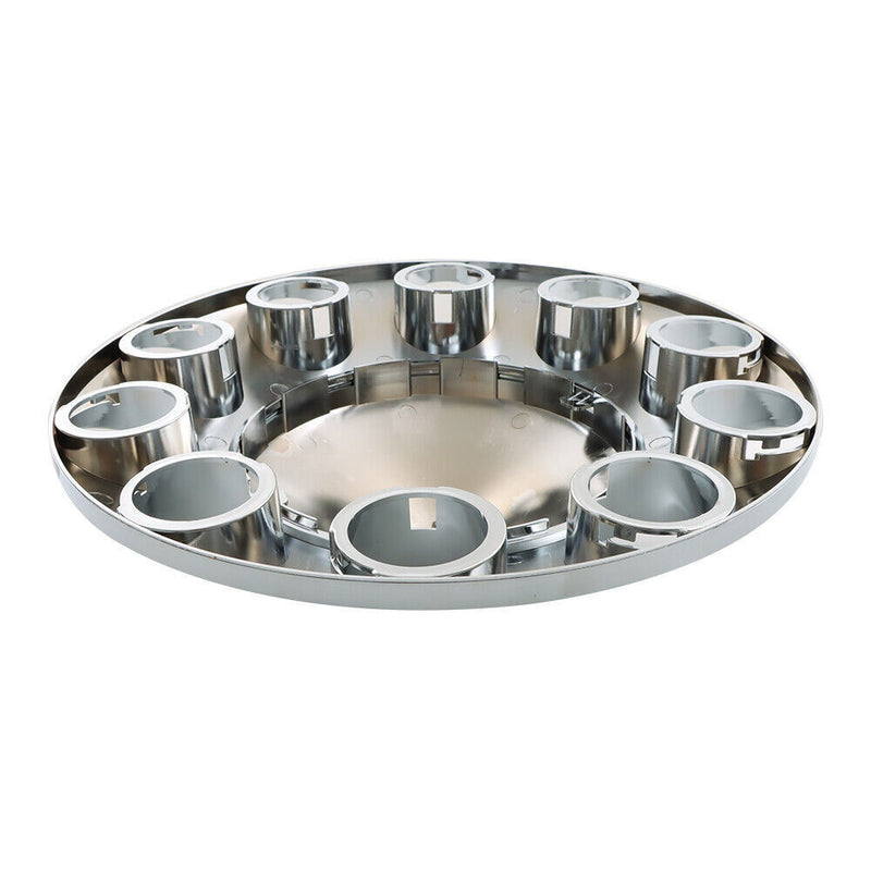 DURAFORCE Chrome Hub Cover Kit 33mm Front Rear for Semi Truck Wheel Axle Covers Spiked