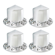 DURAFORCE Chrome Hub Cover Kit 33mm Front Rear for Semi Truck Wheel Axle Covers Spiked