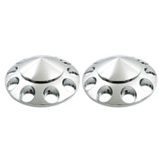 DURAFORCE Chrome Hub Cover Kit 33mm Front Rear for Semi Truck Wheel Axle Covers Spiked