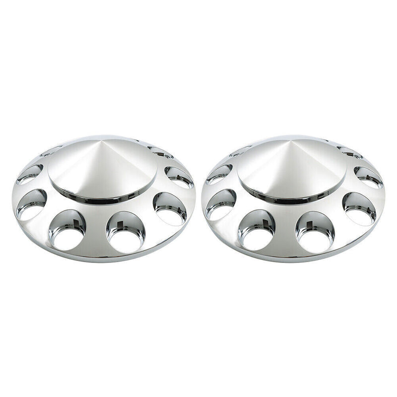 DURAFORCE Chrome Hub Cover Kit 33mm Front Rear for Semi Truck Wheel Axle Covers Spiked