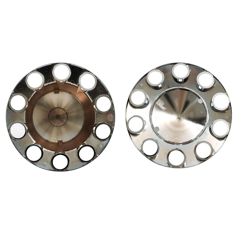 DURAFORCE Chrome Hub Cover Kit 33mm Front Rear for Semi Truck Wheel Axle Covers Spiked