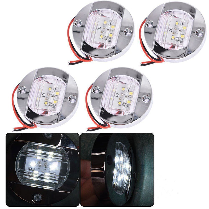 DURAFORCE 4X White 3" Round Marine Boat LED Cabin Deck Walkway Courtesy Lights Stern Light