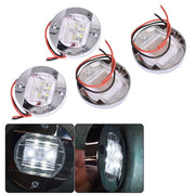 DURAFORCE 4X White 3" Round Marine Boat LED Cabin Deck Walkway Courtesy Lights Stern Light
