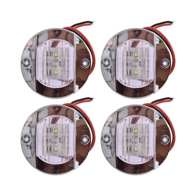 DURAFORCE 4X White 3" Round Marine Boat LED Cabin Deck Walkway Courtesy Lights Stern Light