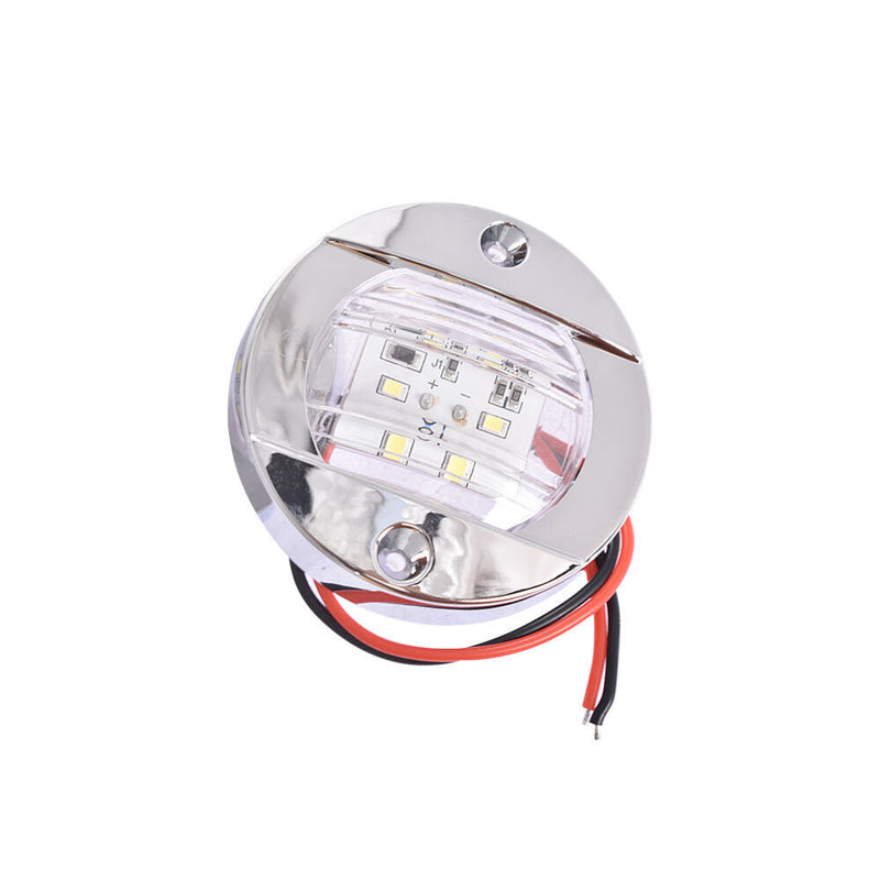 DURAFORCE 4X White 3" Round Marine Boat LED Cabin Deck Walkway Courtesy Lights Stern Light