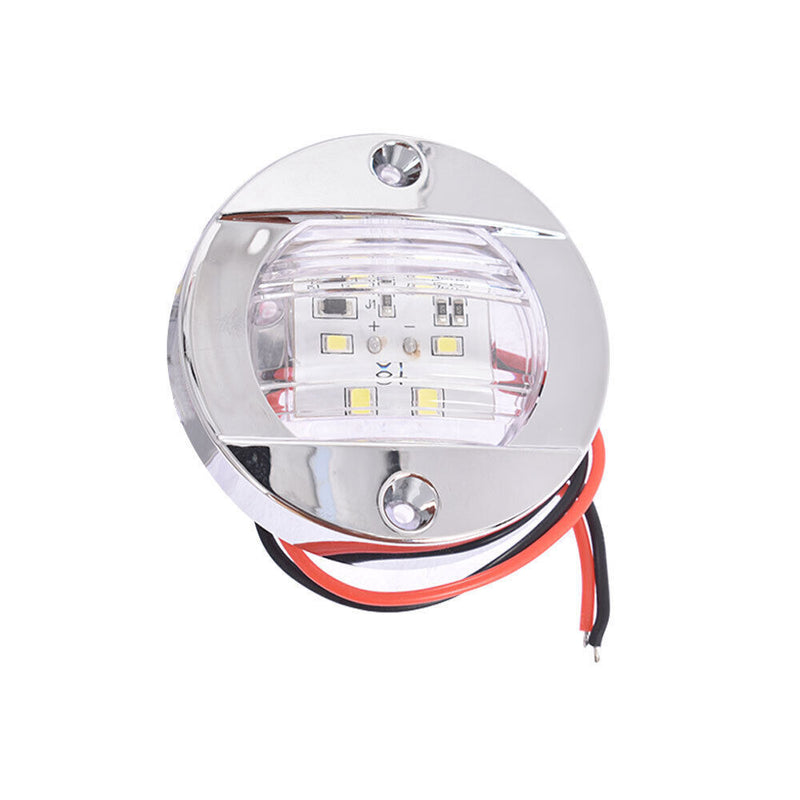 DURAFORCE 4X White 3" Round Marine Boat LED Cabin Deck Walkway Courtesy Lights Stern Light