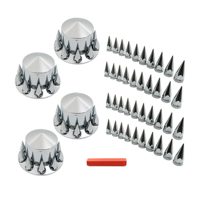DURAFORCE Rear Axle Wheel Covers 33mm Spike Screw-on Lug Nut Cover For Semi Truck