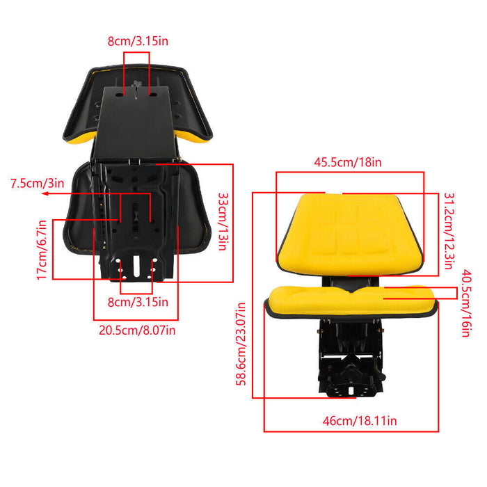 DURAFORCE Yellow Tractor Suspension Seat For John Deere 1020 1530 2020 2030 5200 5400 6110