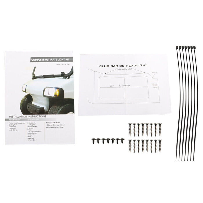 DURAFORCE LED Headlight + Tail Light Kit Set For Club Car DS Carts 1993-UP Golf Cart