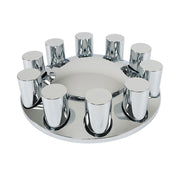 DURAFORCE Set of 2 Semi Truck Front Axle Cover Hub Cap Thread-On 33mm Lug Nuts Chrome