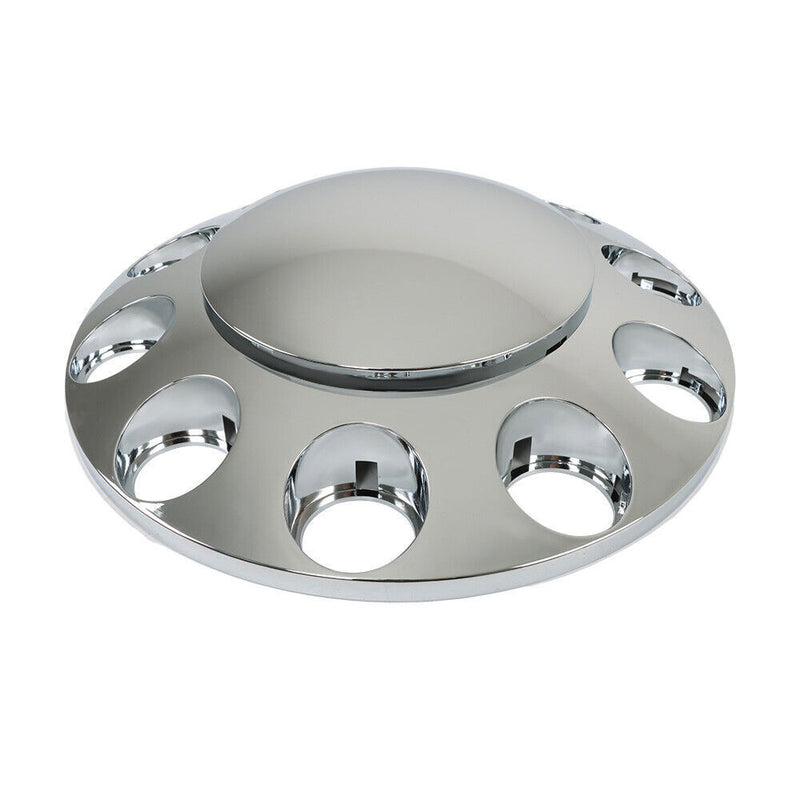DURAFORCE Set of 2 Semi Truck Front Axle Cover Hub Cap Thread-On 33mm Lug Nuts Chrome