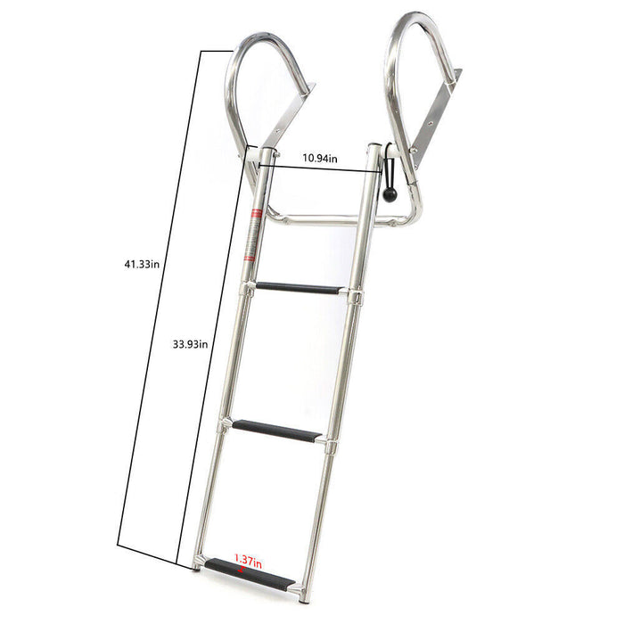 DURAFORCE Boat Ladder Stainless Steel 3 Steps Telescoping Ladder Folding Dock Ladder