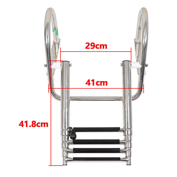 DURAFORCE 4 Steps Pontoon Boat Ladder Stainless Steel Folding Telescoping Rear Entry