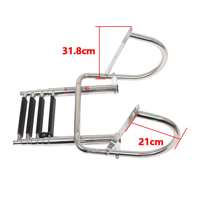 DURAFORCE 4 Steps Pontoon Boat Ladder Stainless Steel Folding Telescoping Rear Entry