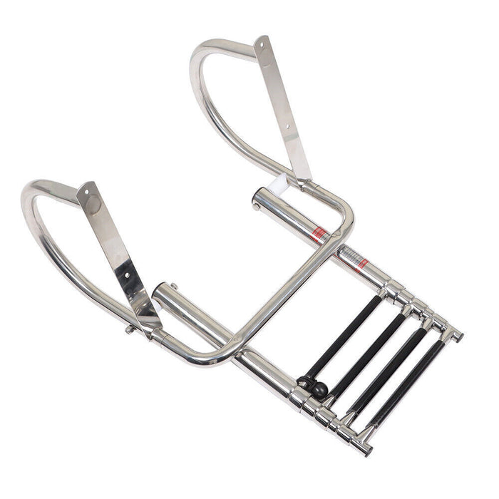 DURAFORCE 4 Steps Pontoon Boat Ladder Stainless Steel Folding Telescoping Rear Entry