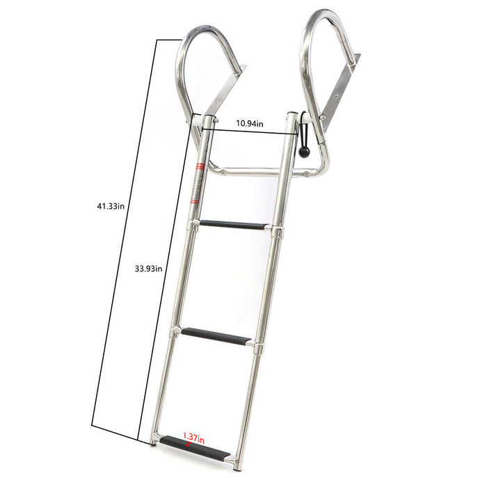 DURAFORCE 3 Steps Boat Ladder Stainless Steel in-Board Telescoping Folding Dock Ladder
