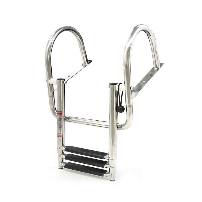 DURAFORCE 3 Steps Boat Ladder Stainless Steel in-Board Telescoping Folding Dock Ladder