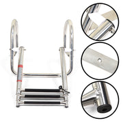DURAFORCE 3 Steps Boat Ladder Stainless Steel in-Board Telescoping Folding Dock Ladder