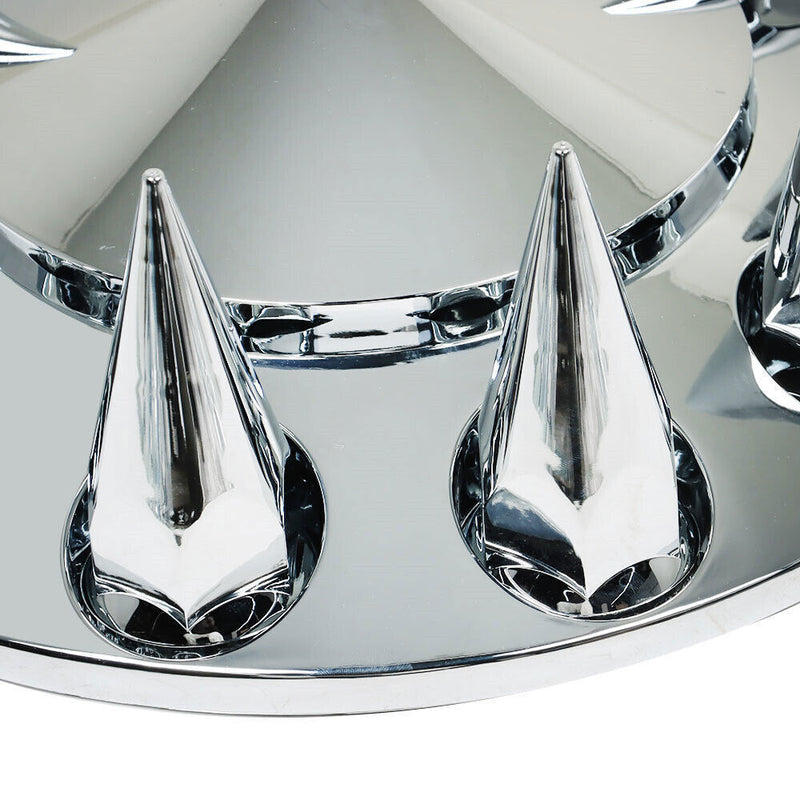 DURAFORCE ABS Chrome Front Axle Cover 33mm Thread-on Nut Covers For Semi Truck Spiked
