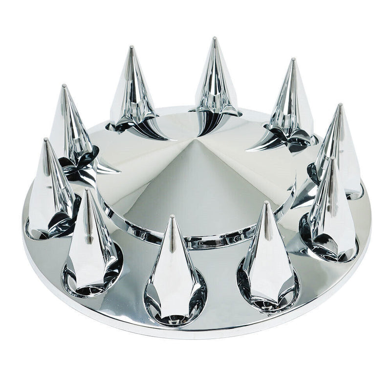 DURAFORCE ABS Chrome Front Axle Cover 33mm Thread-on Nut Covers For Semi Truck Spiked