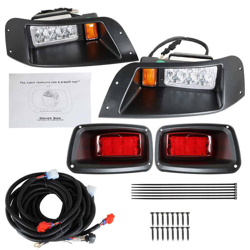 DURAFORCE For EZGO TXT Golf Cart LED Headlight & Tail Light Kit 1996-2013 Gas and Electric