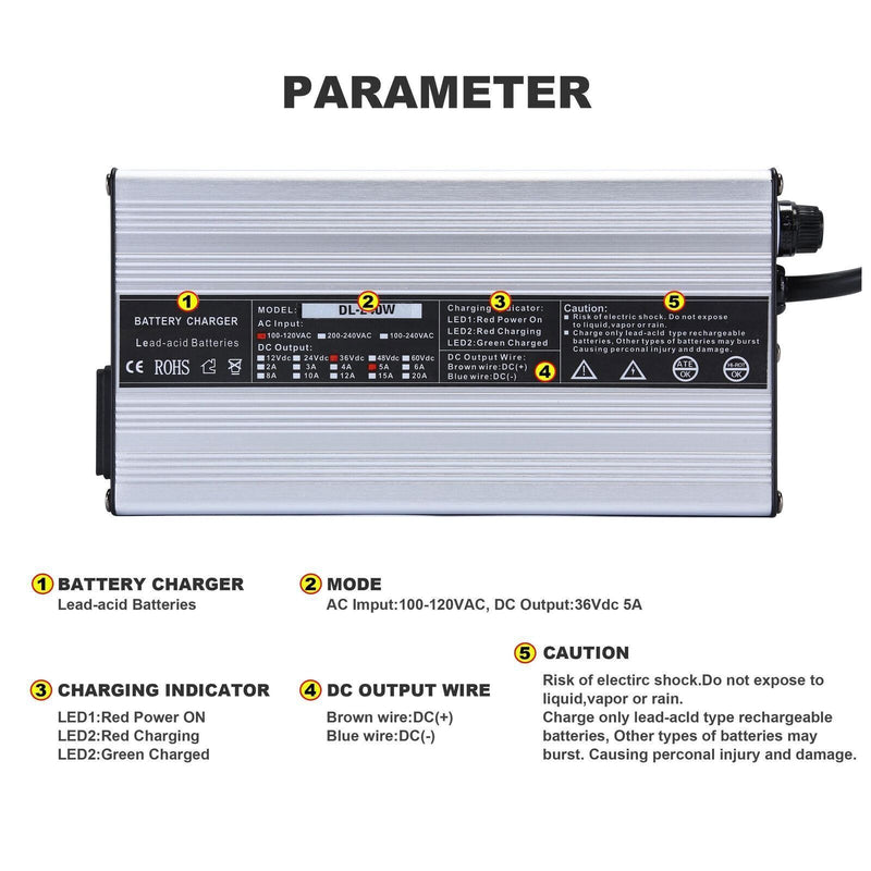DURAFORCE 36 Volt 36V Golf Cart Battery Charger for MARATHON SB50 EZ GO Club Car US 83-94