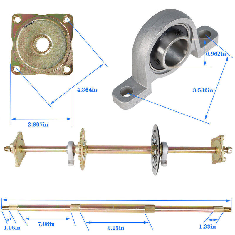 DURAFORCE 32" Rear Live Axle Kit+Brake Assembly+Sprocket Hub Go Kart / ATV / Drift Trike