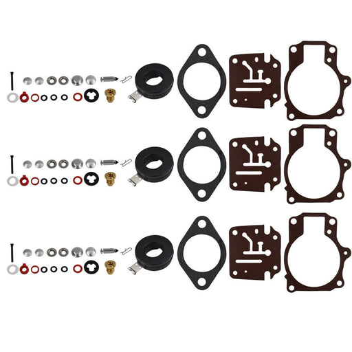 DURAFORCE 3 x Carburetor Carb Rebuild Repair Kit w/ Float For Johnson Evinrude 50 55 60 HP