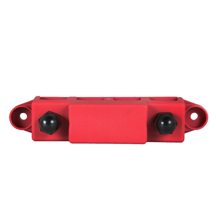 DURAFORCE New 4 Way Terminal Junction Block Busbar 3/8" 250 amp 12v with Cover - Red